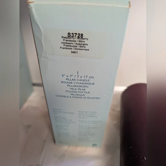 PARTYLITE Candle Mulberry Raspberry X3 Scented Pillar New NOS 4"X9" &  3" X 7" - Picture 7 of 10